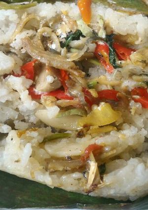 Foto resep Nasi Bakar Teri Jamur Pete