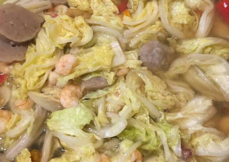 Anti Ribet, Bikin Tumis sawi putih udang bakso Kekinian