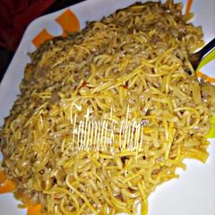 A picture of Jollof spaghetti and indomie.