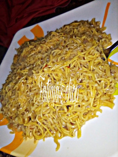 A picture of Jollof spaghetti and indomie.