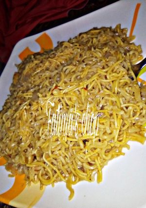 A picture of Jollof spaghetti and indomie.