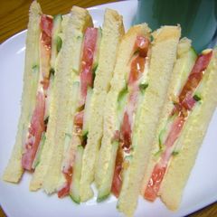 A picture of For Breakfast! Tomato and Cucumber Sandwich.