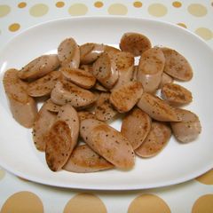A picture of My Hubby's Beer Snack: Fried Fish Sausage.