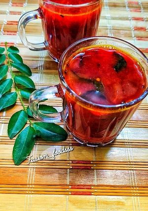 A picture of Beetroot rasam.