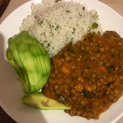 A picture of Lentils and special rice.