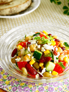 A picture of Bean and Cottage Cheese Salad.