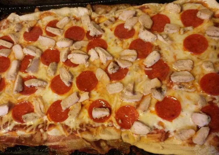 Easiest Way to Make Homemade Bacon crusted pizza