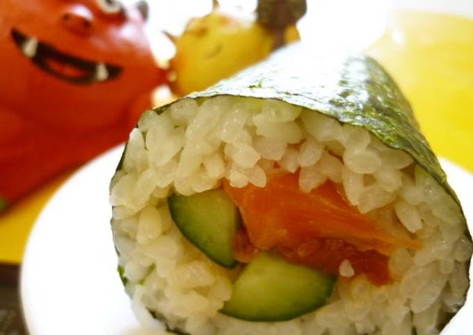 Ehoumaki: Lucky Fat Sushi Rolls with Marinated Salmon and Cucumber