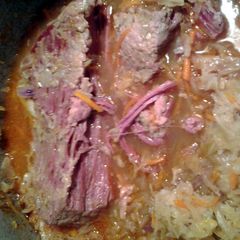 cornbeef and shredded cabbage A picture of cornbeef and shredded cabbage.