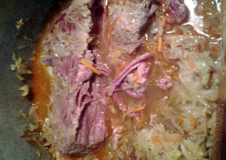 cornbeef and shredded cabbage
