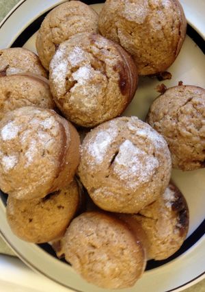 A picture of Brown Sugar Muffins W/ White Sugar Dust.