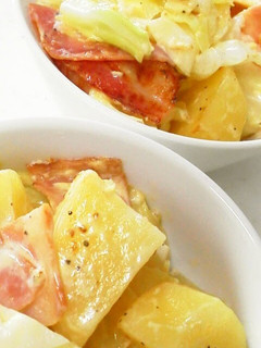 A picture of Bacon, Potato, and Cabbage Mayonnaise Stir Fry.