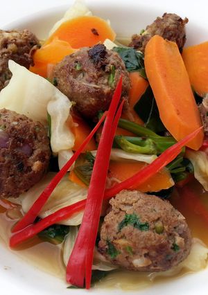 A picture of Lamb Kofta Meatball With Vegetables.