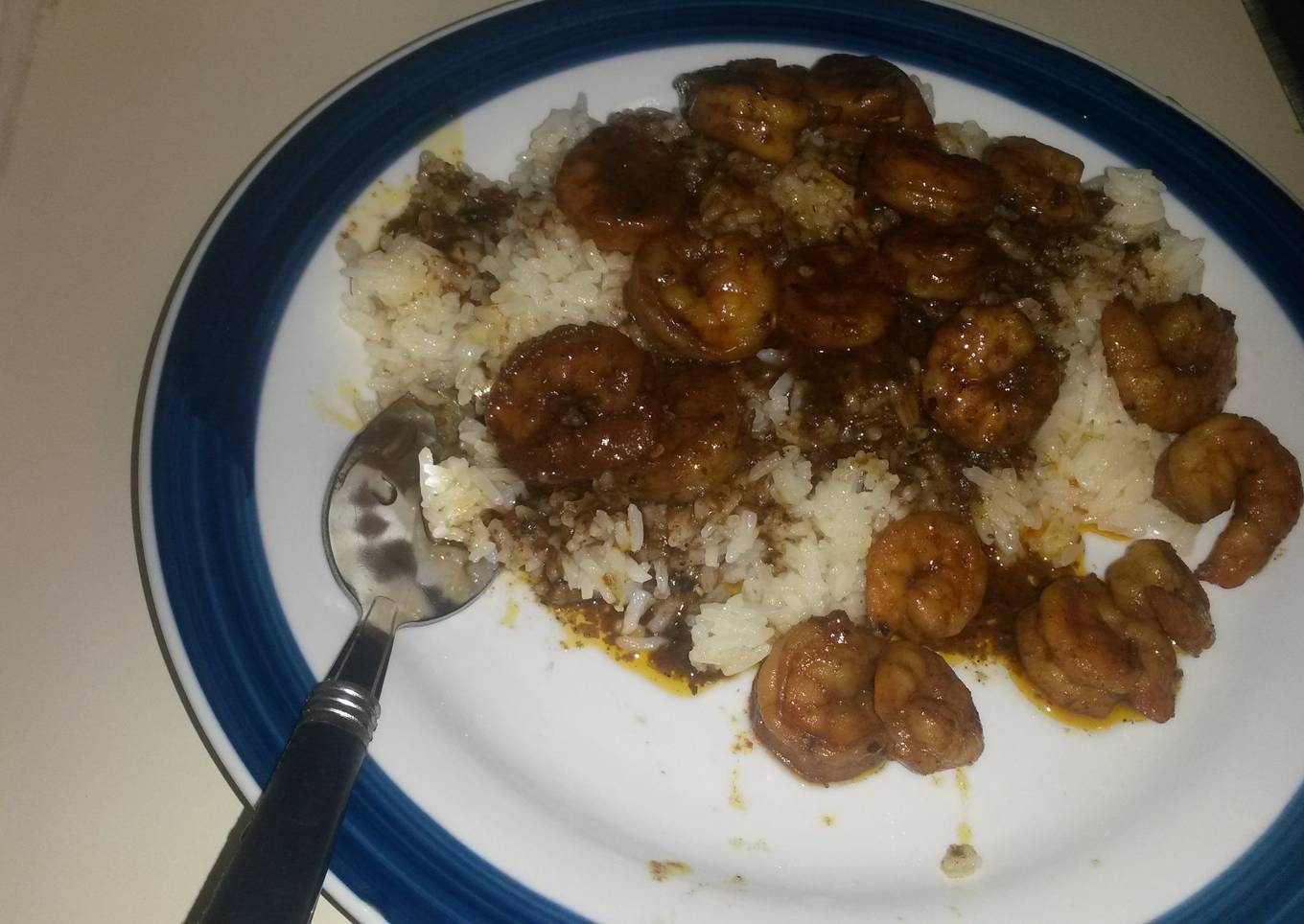 Hot prawns and rice