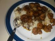 A picture of jasmine rice and shrimp