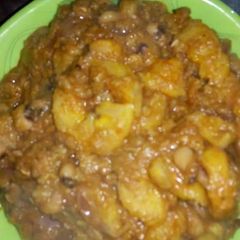 A picture of Beans with unripe plantain.