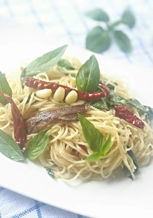 A picture of Anchovies and Basils Pasta.