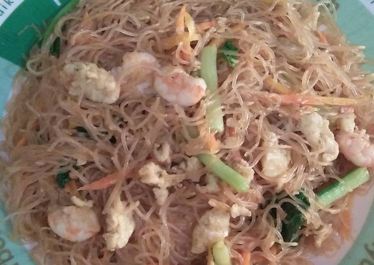 Langkah memasak Bihun goreng udang Lezat