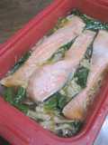 Easy Microwave-Steamed Salmon and Mushrooms in a Silicone Steamer
