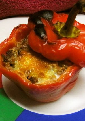 A picture of 5-Minute Meat-Stuffed Bell Peppers.