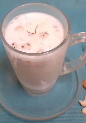 A picture of Makhana Milk Loaded With Saffron & Dry Fruits (Vrat Special).