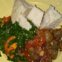 Ugali beef and sukuma A picture of Ugali beef and sukuma.