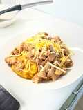 Arroz meloso con crema de calabaza y jengibre y pollo a la miel con canela