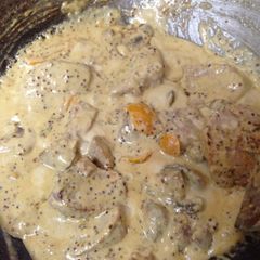 A picture of My Pork in Garlic and Mustard Sauce with Mushrooms 😄❤️.