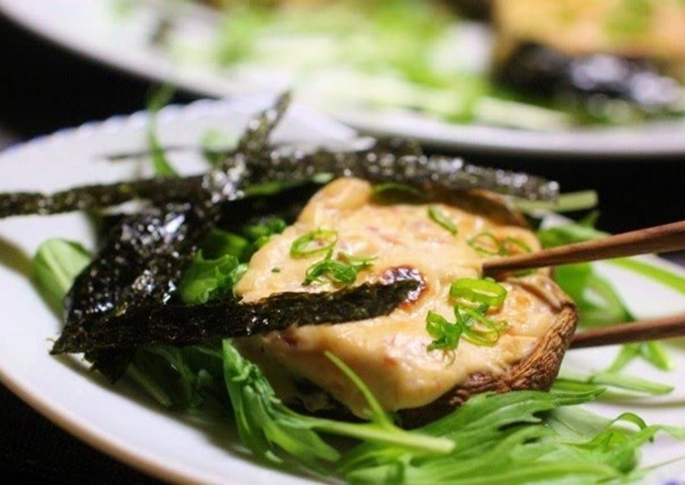 Baked Japanese-Style Shiitake Mushrooms and Cream Cheese