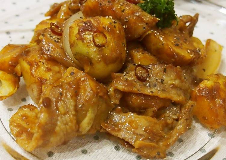 Simple Way to Prepare Favorite Lemon Curry Pork &amp; Potatoes