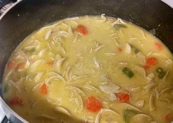 How to Cook Yummy Moms Crock Pot Creamy Chicken Noodle Soup From Carcass