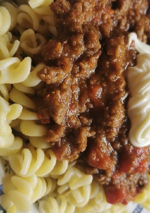 Una foto de Fideos con salsa de carne de soja