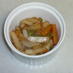 A picture of Daikon Radish Skin and Carrot Kinpira.