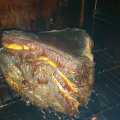 A picture of Smoked pork shoulder(pulled pork).
