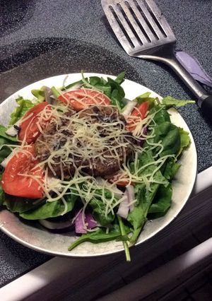 A picture of Turkey Burger Salad.