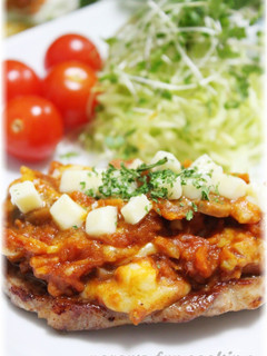 A picture of Pork Sauté with Creamy Tomato Cheese Sauce.