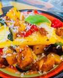 Polenta farcita con verdure e olive