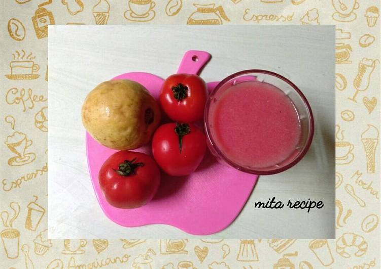 Resep Jus jambu biji merah (guava) mix tomat Anti Gagal