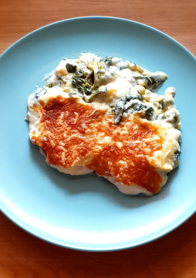 Una foto de Lasaña de espinacas y queso gorgonzola