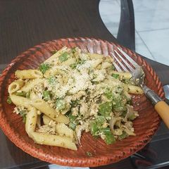 A picture of Moutush's pasta pesto.