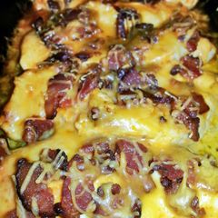 A picture of Cheesy Buffalo Chicken Bacon and Bleau Cheese.