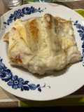 Crespelle di riso con funghi ripiene di prosciutto cotto e squacquerone