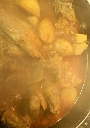 A picture of Pork Adobo with a twist!.