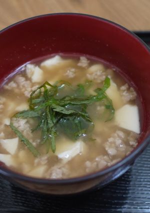 A picture of Crumbled Tofu in Creamy Natto Soup.