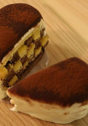 A picture of Heart-Shaped Block Design Tiramisu Cake.