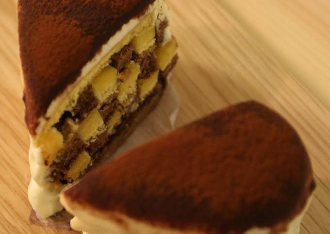 Heart-Shaped Block Design Tiramisu Cake