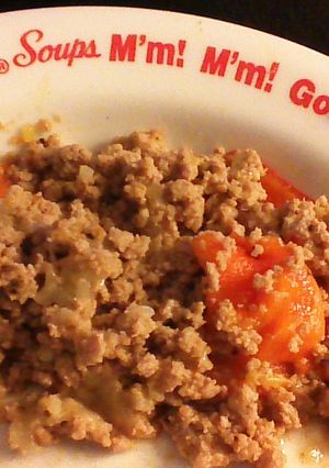 A picture of Ugly but Yummy Roasted "Stuffed" Red Bell Pepper.