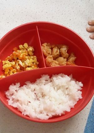 Foto resep MPASI 13 bulan - Nasi Orak Arik Telur Udang