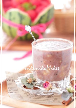 A picture of Soy Milk with Cocoa, Black Sesame and Banana.
