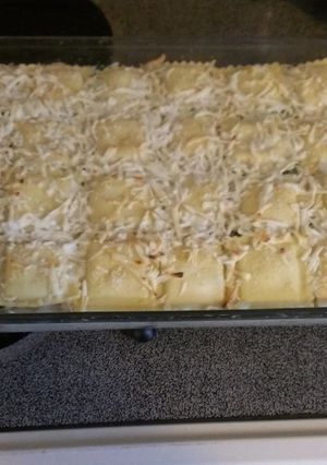 A picture of Shortcut white chicken lasagna.